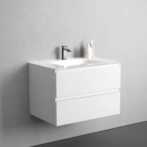 CUBE 70 függesztett mosdóhely, üvegmosdóval, fehér – 70 x 48 x 50 cm