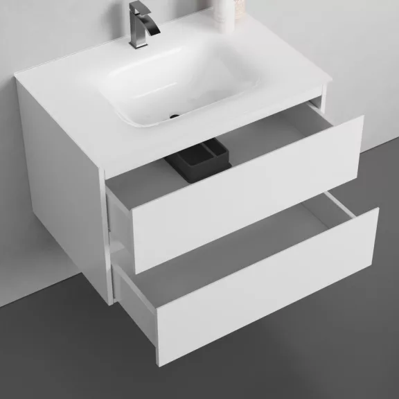 CUBE 70 függesztett mosdóhely, üvegmosdóval, fehér – 70 x 48 x 50 cm