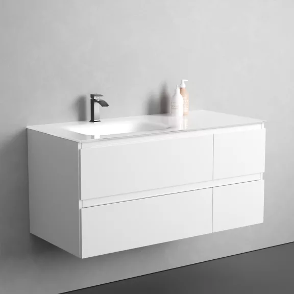 CUBE 100 függesztett mosdóhely, üvegmosdóval, fehér – 100 x 48 x 50 cm
