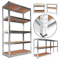 Nagy teherbírású csavarmentes polc 90x40x180 cm – Ezüst