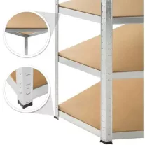 Nagy teherbírású csavarmentes sarokpolc 77x77x40x40x42x180 cm – Ezüst