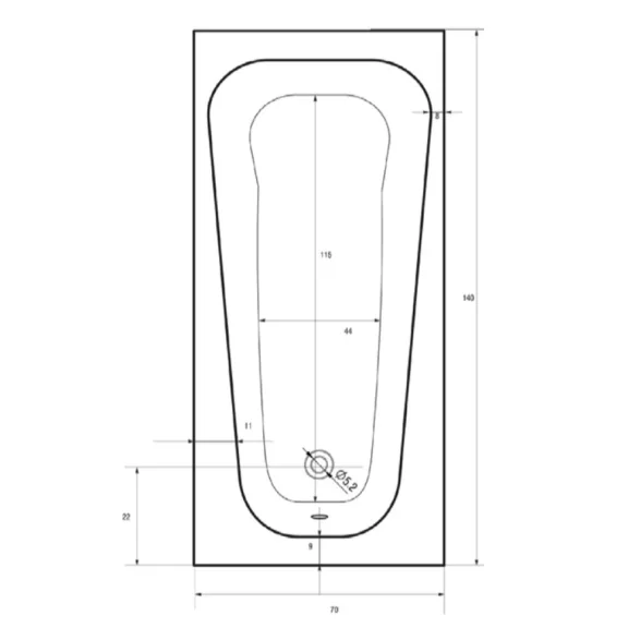 ALBA testformájú fürdőkád 140 cm – 140 x 70 x 44 cm ALBA testformájú fürdőkád 140 cm – 140 x 70 x 44 cm