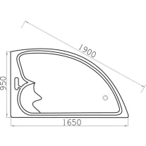 LIVERPOOL aszimmetrikus sarokkád, jobb 165 cm – 165 x 95 x 45,5 cm