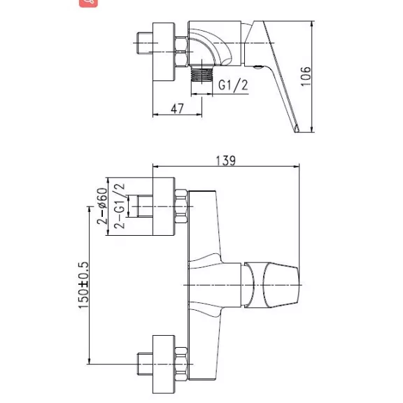 SANOSOHO zuhany csaptelep, fekete