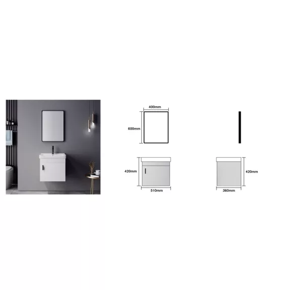 ALPHA függesztett bútorszett – 51 cm – Fehér
