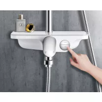 Zuhanyszett esőztető fejzuhannyal, kádtöltővel, fehér