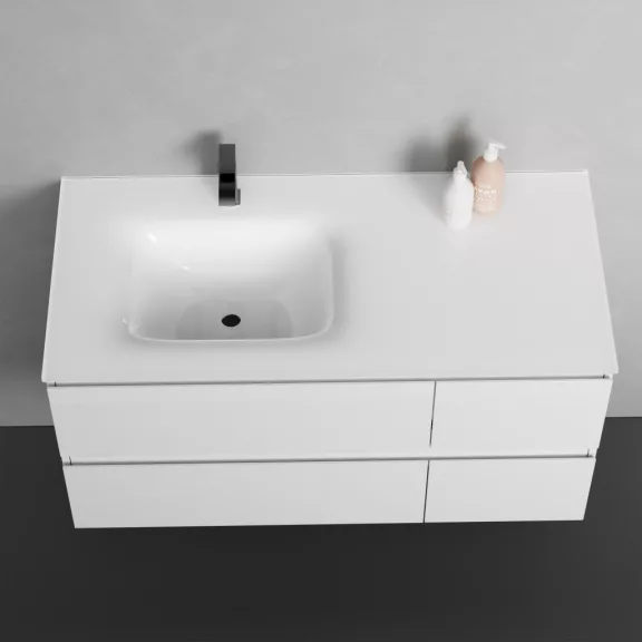 Üvegmosdó, ráépíthető, fehér – 100 x 48 x 15 cm – Üvegfehér