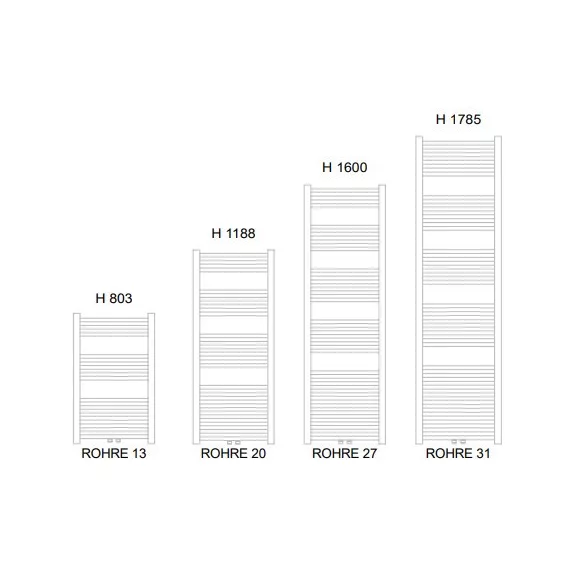 BARI fürdőszobai fűtőtest, íves, fehér, 386 W – 803 x 600 mm