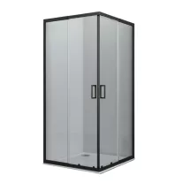   Állítható sarokkabin két tolóajtóval, matt fekete, 79-90 cm