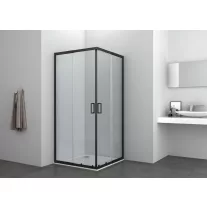   Állítható sarokkabin két tolóajtóval, matt fekete, 79-90 cm