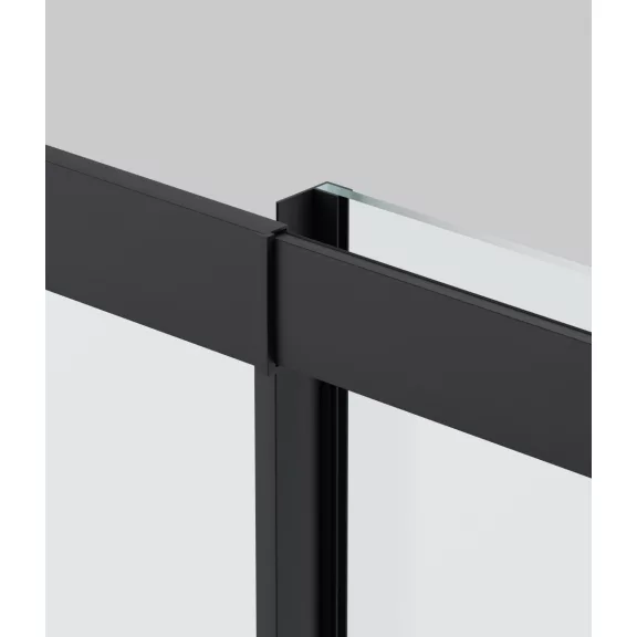Állítható sarokkabin két tolóajtóval, matt fekete, 79-90 cm