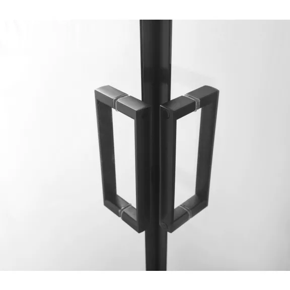 Állítható sarokkabin két tolóajtóval, matt fekete, 79-90 cm