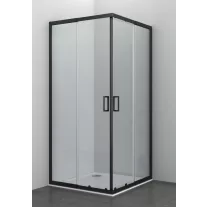 Állítható sarokkabin két tolóajtóval, matt fekete, 79-90 cm – 79-90 x 79-90 x 190 cm