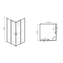 Állítható sarokkabin két tolóajtóval, matt fekete, 79-90 cm – 79-90 x 79-90 x 190 cm