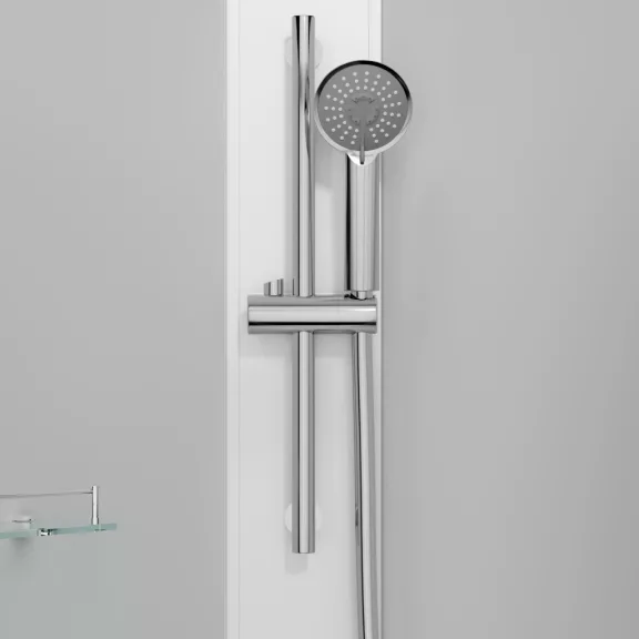 DENVER hidromasszázs zuhanykabin, króm, termosztátos keverőcsappal – 90 x 90 x 210 cm – Fehér hátfallal
