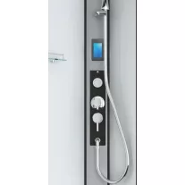 AUSTIN komplett hidromasszázs zuhanykabin elektronikával, fekete kerettel – 90 x 90 x 215 cm – Fehér hátfallal