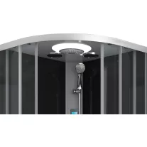 AUSTIN komplett hidromasszázs zuhanykabin elektronikával, króm kerettel – 90 x 90 x 215 cm – Fekete hátfallal