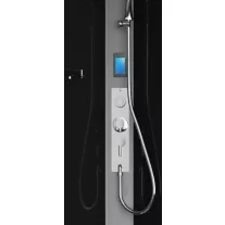 AUSTIN komplett hidromasszázs zuhanykabin elektronikával, króm kerettel – 90 x 90 x 215 cm – Fekete hátfallal
