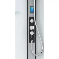 MIAMI komplett hidromasszázs zuhanykabin elektronikával, fekete kerettel – 90 x 90 x 215 cm – Fehér hátfallal