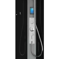 MIAMI komplett hidromasszázs zuhanykabin elektronikával, króm kerettel – 90 x 90 x 215 cm – Fekete hátfallal