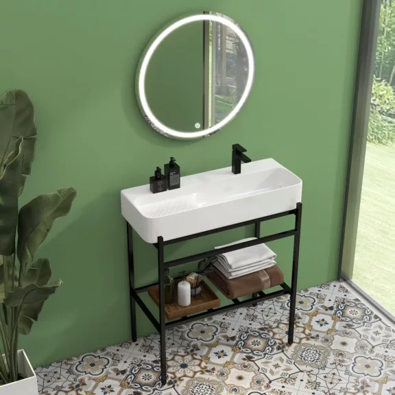 DELTA 80 kerámiamosdó álló konzollal – 80 cm – Fekete/Fehér