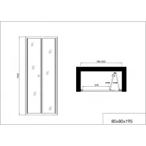 ELITE csuklóajtó épített zuhanyfülkéhez 90 cm – 90 x 195 cm
