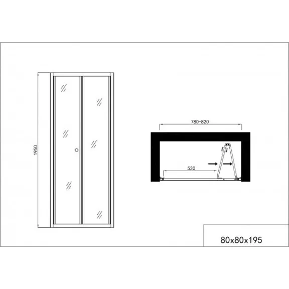 ELITE csuklóajtó épített zuhanyfülkéhez 90 cm – 90 x 195 cm