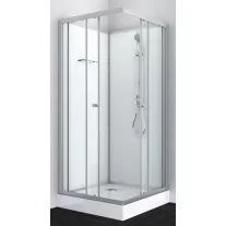 FORTE 2 komplett zuhanykabin, szögletes, ezüst – 90 x 90 x 203 cm – Fehér hátfallal