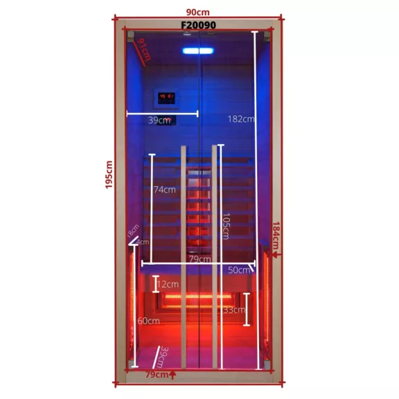 RUBY 1 egyszemélyes infraszauna – 90,5 x 100 x 195 cm