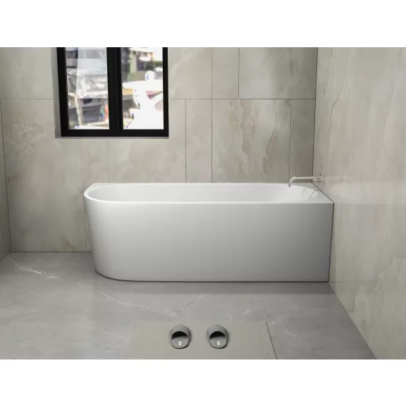 PORTO falsíkra/sarokba állítható aszimmetrikus fürdőkád, jobbos kivitel – 170 x 75 x 56 cm – Fehér