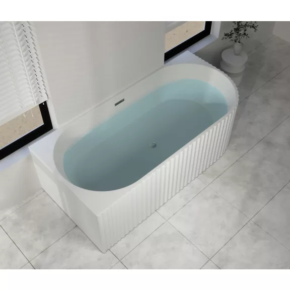 BALI falsíkra/sarokba állítható aszimmetrikus térkád, balos kivitel – 170 x 80 x 56 cm – Fehér