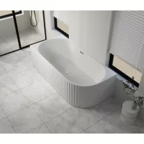 BALI falsíkra/sarokba állítható aszimmetrikus térkád, balos kivitel – 170 x 80 x 56 cm – Fehér