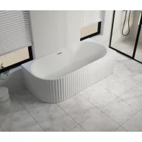 BALI falsíkra/sarokba állítható aszimmetrikus térkád, jobbos kivitel – 170 x 80 x 56 cm – Fehér