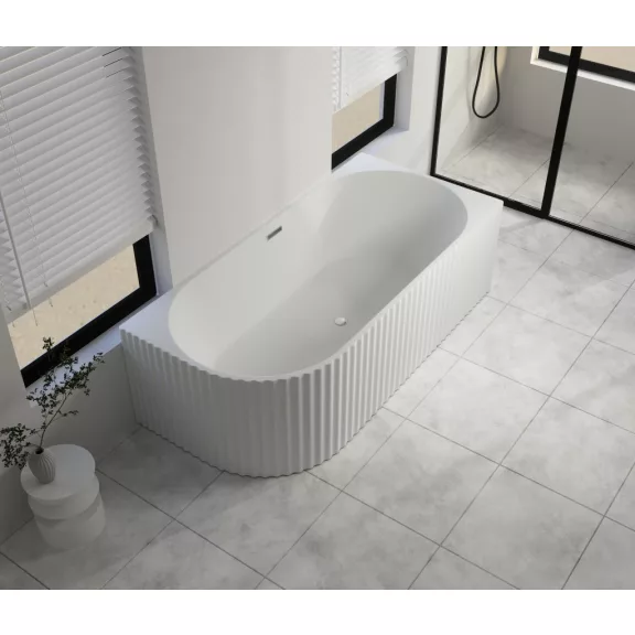 BALI falsíkra/sarokba állítható aszimmetrikus térkád, jobbos kivitel – 170 x 80 x 56 cm – Fehér