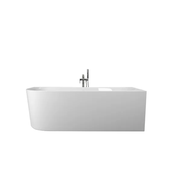 SOLVA falsíkra/sarokba állítható aszimmetrikus fürdőkád, jobbos kivitel – 160 x 75 x 56 cm – Fehér