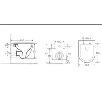 UNO Vortex tornadó öblítésű perem nélküli fali WC slim "soft close" ülőkével – 36,5 x 49 x 36,5 cm
