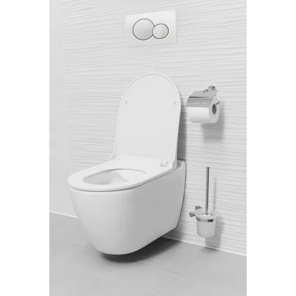 UNO Vortex tornadó öblítésű perem nélküli fali WC slim "soft close" ülőkével – 36,5 x 49 x 36,5 cm