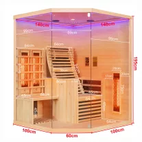 CARBON 3 kétszemélyes infraszauna, 2, 46 KW – 150 x 150 x 195 cm