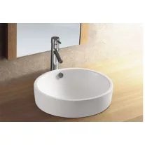 Beépíthető kerámiamosdó, kerek – Ø46 x 20 x 6,5 cm – Fehér