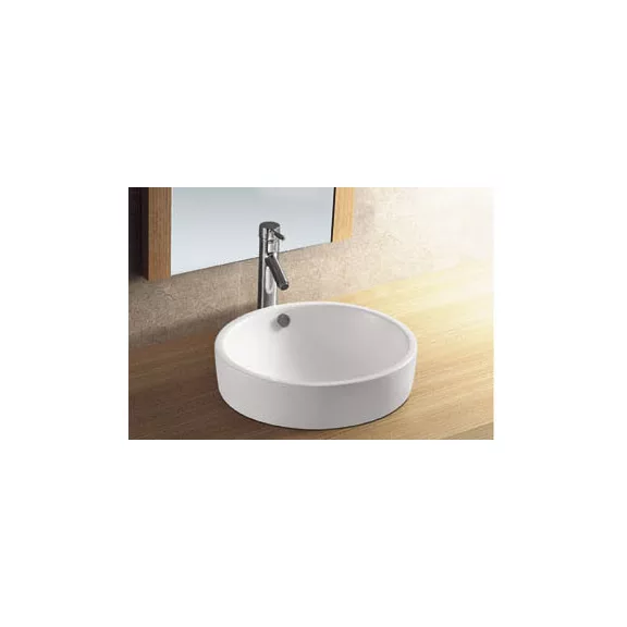 Beépíthető kerámiamosdó, kerek – Ø46 x 20 x 6,5 cm – Fehér