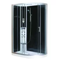 VARIO hidromasszázs zuhanykabin, balos kivitel – 80 x 120 x 215 cm – Fekete hátfallal