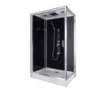 TREND 3 hidromasszázs zuhanykabin, aszimmetrikus – 80 x 120 x 215 cm – Fekete hátfallal