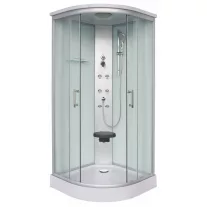 RUMBA hidromasszázs zuhanykabin – 90 x 90 x 215 cm – Fehér hátfallal