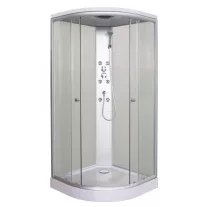 PUNTO hidromasszázs zuhanykabin, fehér hátfallal – 90 x 90 x 215 cm
