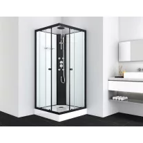 STIL 2 hidromasszázs zuhanykabin, szögletes, fekete – 90 x 90 x 225 cm
