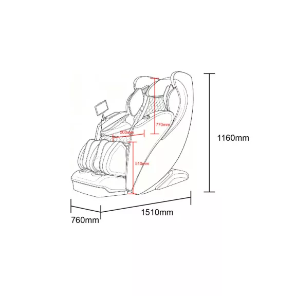 LUXORA luxus masszázsfotel, fekete – 76 x 159 x 115 cm