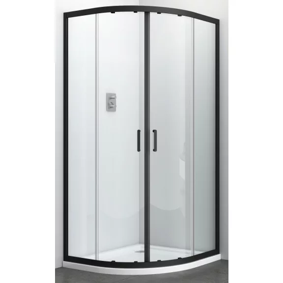 ELITE BLACK íves sarok zuhanykabin két tolóajtóval, 90 cm – Fekete ELITE BLACK íves sarok zuhanykabin két tolóajtóval, 90 cm – Fekete