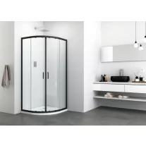 ELITE BLACK íves sarok zuhanykabin két tolóajtóval, 90 cm – Fekete