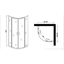 ELITE BLACK íves sarok zuhanykabin két tolóajtóval, 90 cm – Fekete