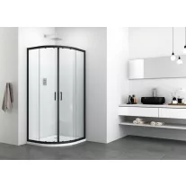 ELITE BLACK íves sarok zuhanykabin két tolóajtóval, 90 cm – Fekete